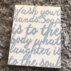 Cute White & Grey Farmhouse Bathroom Decor Sign